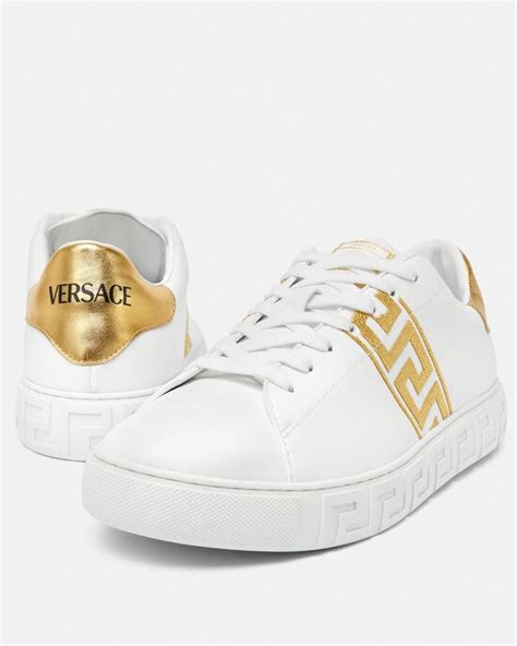 greca sneakers versace men's|Versace greca embroidered sneakers.